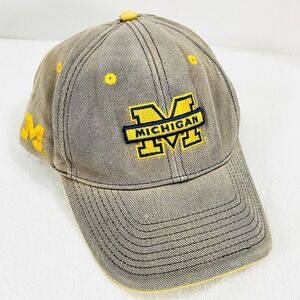 Michigan Wolverines NCAA Team Logo Denim Hat Cap Adjustable Strapback College